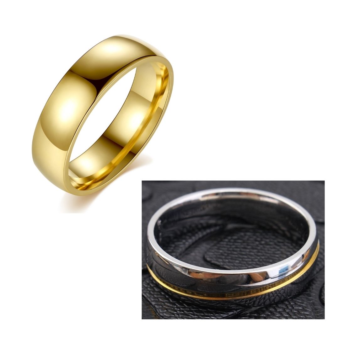 20 x Unisex Band Ring in Gold & Two-Tone, 2 Colours, 4 Sizes l UK SELLER l GCJR076