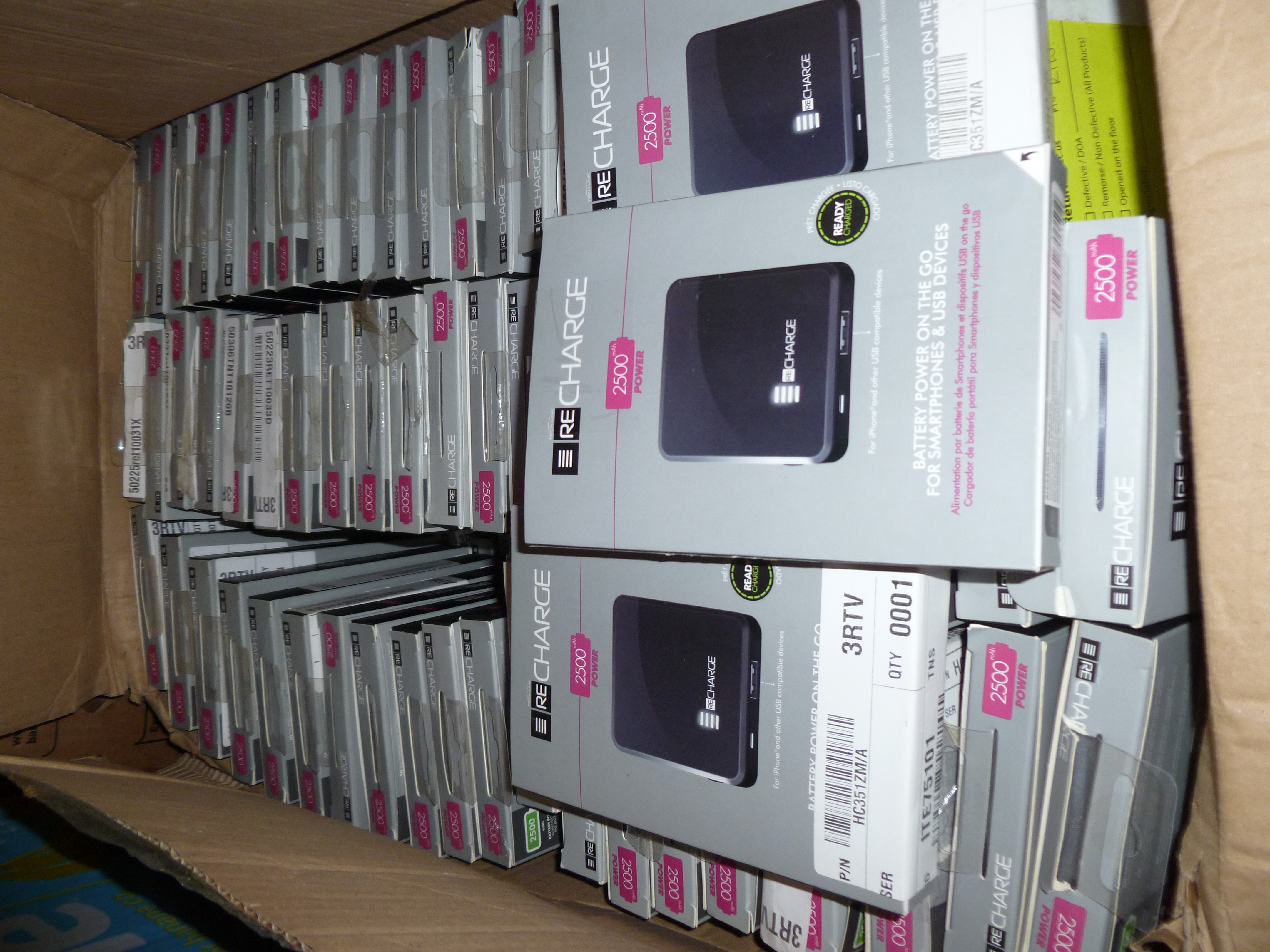 20 x Techlink Recharge 2500 Portable Pocket Power USB Charger Powerbank 2500mAh untested customer returns black