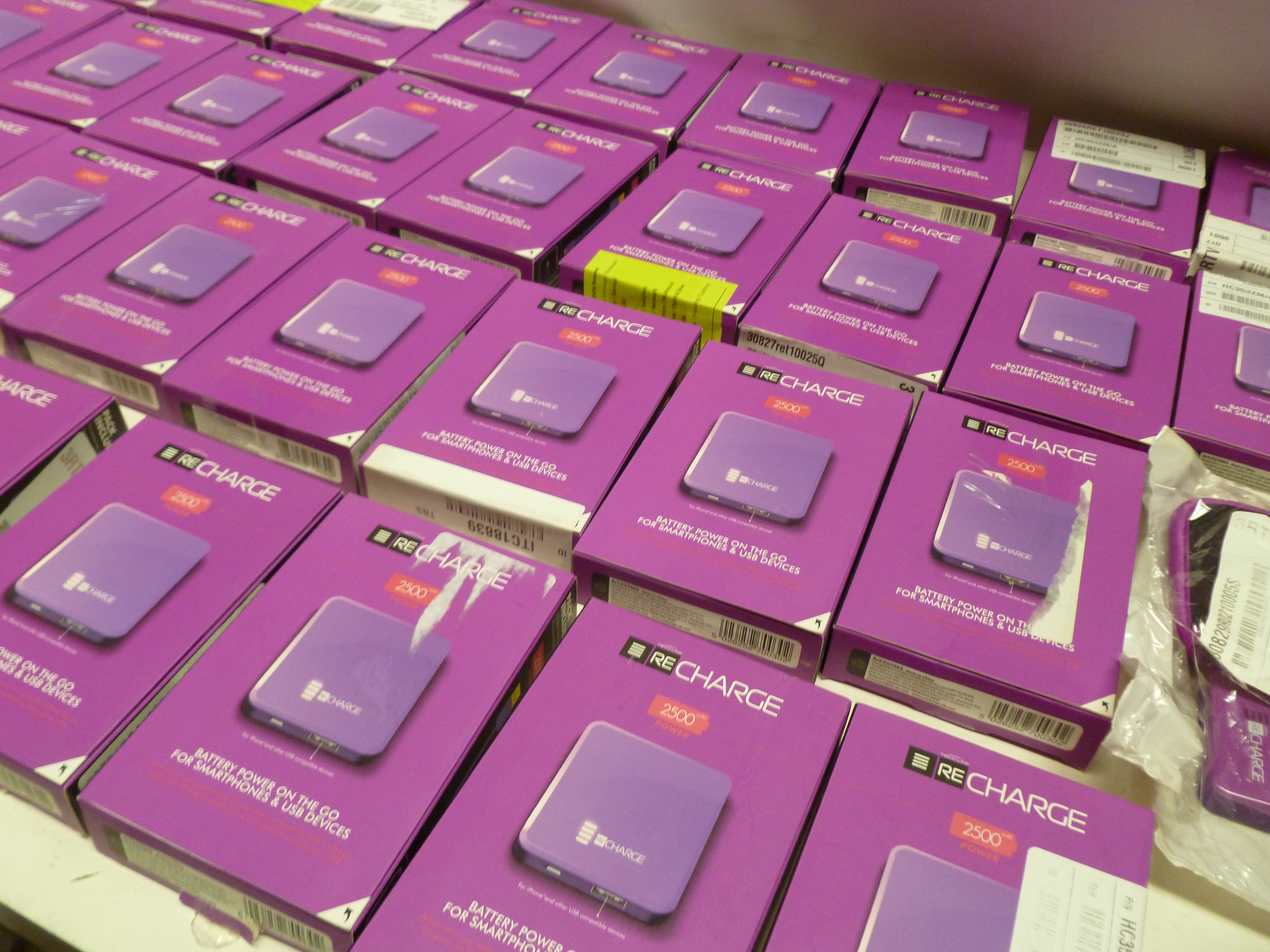 20 x Techlink Recharge 2500 Portable Pocket Power USB Charger Powerbank 2500mAh untested customer returns purple