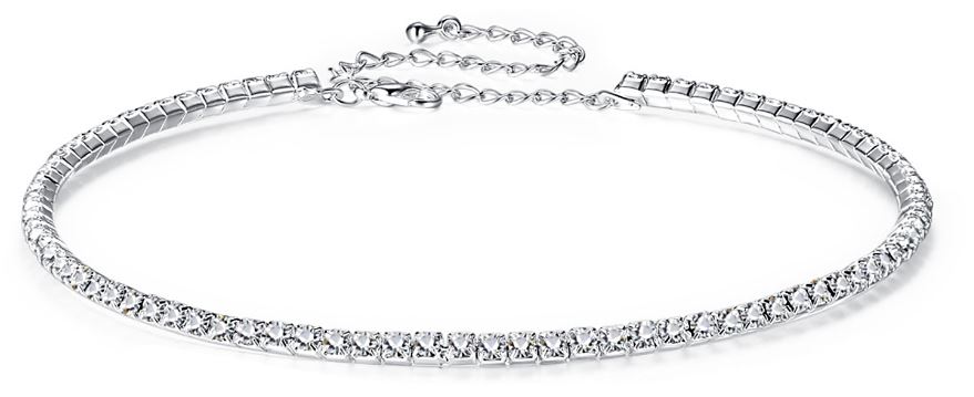 10 x Silver Choker with Square Crystals l UK SELLER l GCJ082