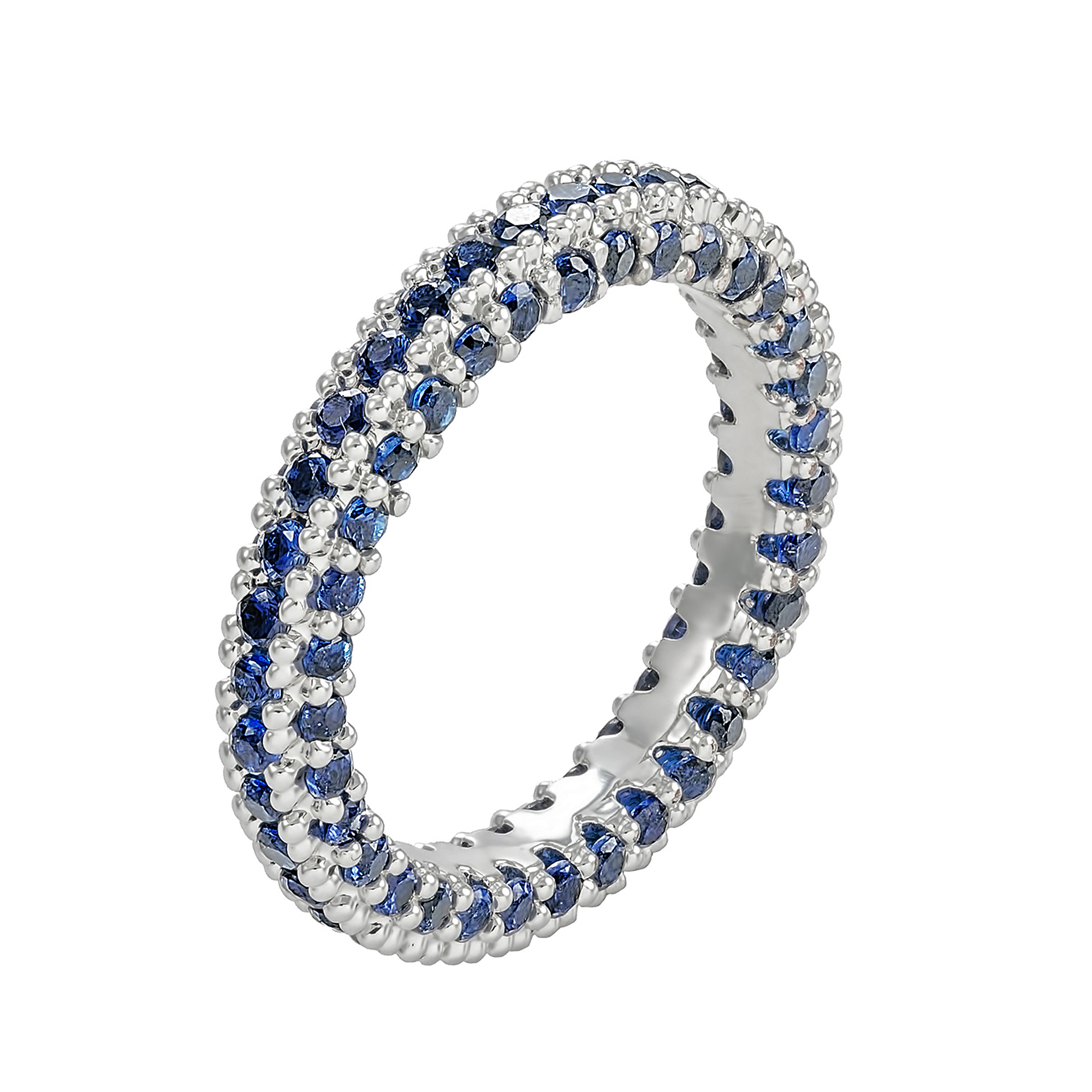 12 x Silver & Blue Eternity Band Ring with Cubic Zirconia Crystals, 4 Sizes, 3Pcs Per Size | UK SELLER | GCJ026