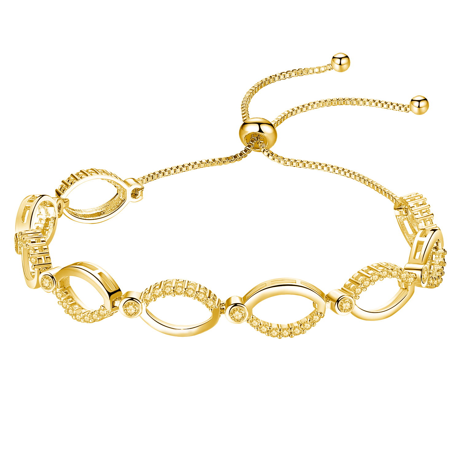 10 x Adjustable Multi Linked Gold Tone Bracelet Made with Swarovski Crystal Elements, 2 Styles, 5Pcs Per Style | UK SELLER | GSVB061-Gold