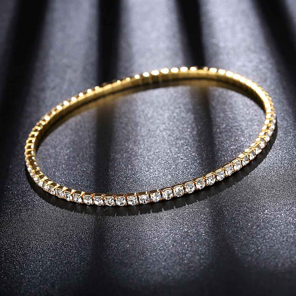 20 x Sparkling Crystal Gold Elasticated Bracelets | UK SELLER | GCJA078-Gold Bracelet