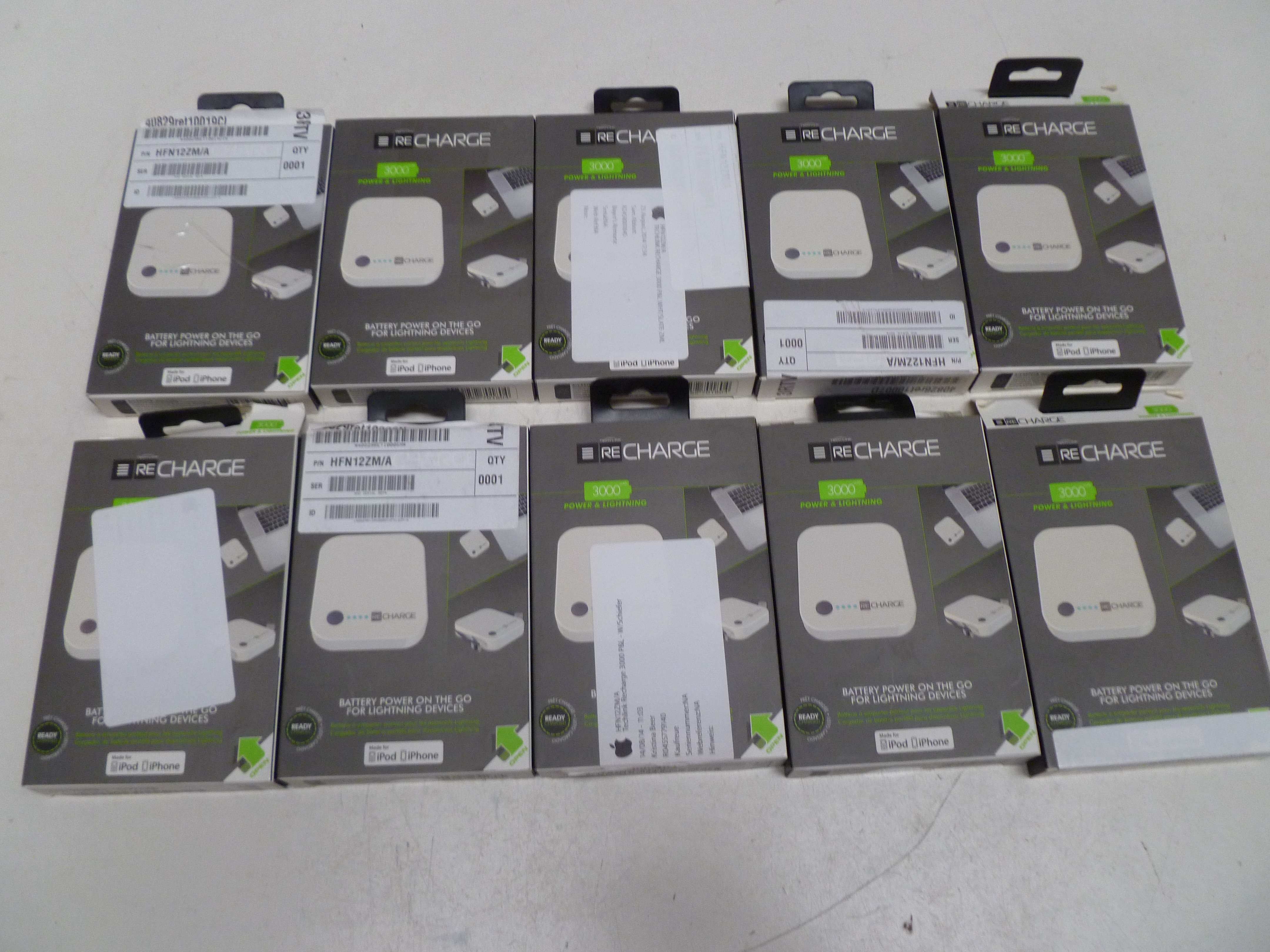 20 x Techlink Recharge 3000 Portable Pocket Power USB Charger Powerbank 3000mAh White untested customer returns