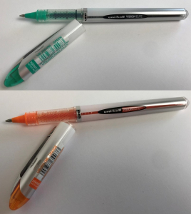 One Off Joblot of 384 Uni-Ball Vision Elite UB-200 Rollerball Pens Orange/Green