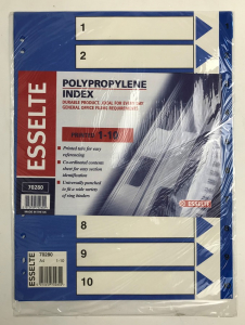 One Off Joblot of 400 Esselte Polypropylene Index Printed 1-10 A4