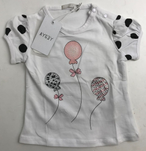 One Off Joblot of 9 Aygey Girls White Gem Balloon T-Shirt