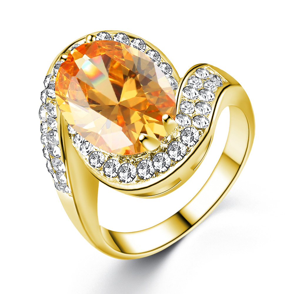 15 x Gold Tone Crystal Ring with Amber Stone, 3 Sizes, 5 Pieces Per Size | UK SELLER | GCJ158