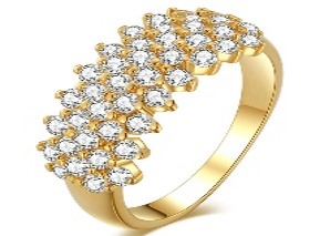 10 x Gold Tone Clear Crystal Ring, 2 Sizes, 5 Per Size | UK SELLER | GCJ159