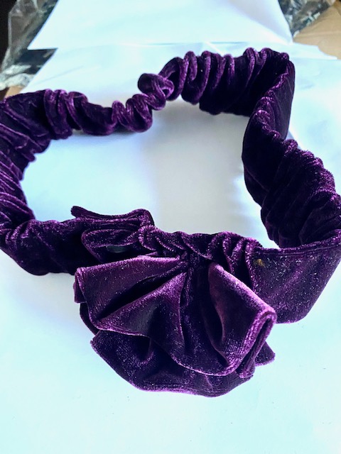 Women Soft Velvet Wrap Around Dress Belt in Purple