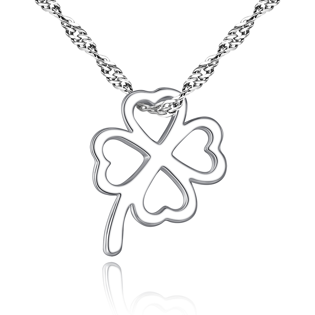 10pc FOUR-LEAF CLOVER HOLLOW NECKLACE | GCC058 UK SELLER