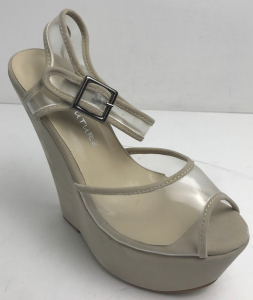 One Off Joblot of 12 KOI Couture Beige/Transparent Peep Toe Wedge Heels