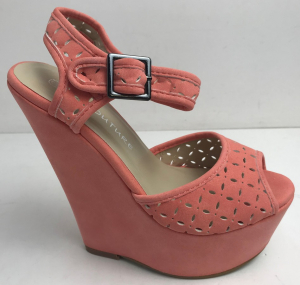 Wholesale Joblot of 20 KOI Couture Coral Suede-Feel Peep Toe Wedge Heels