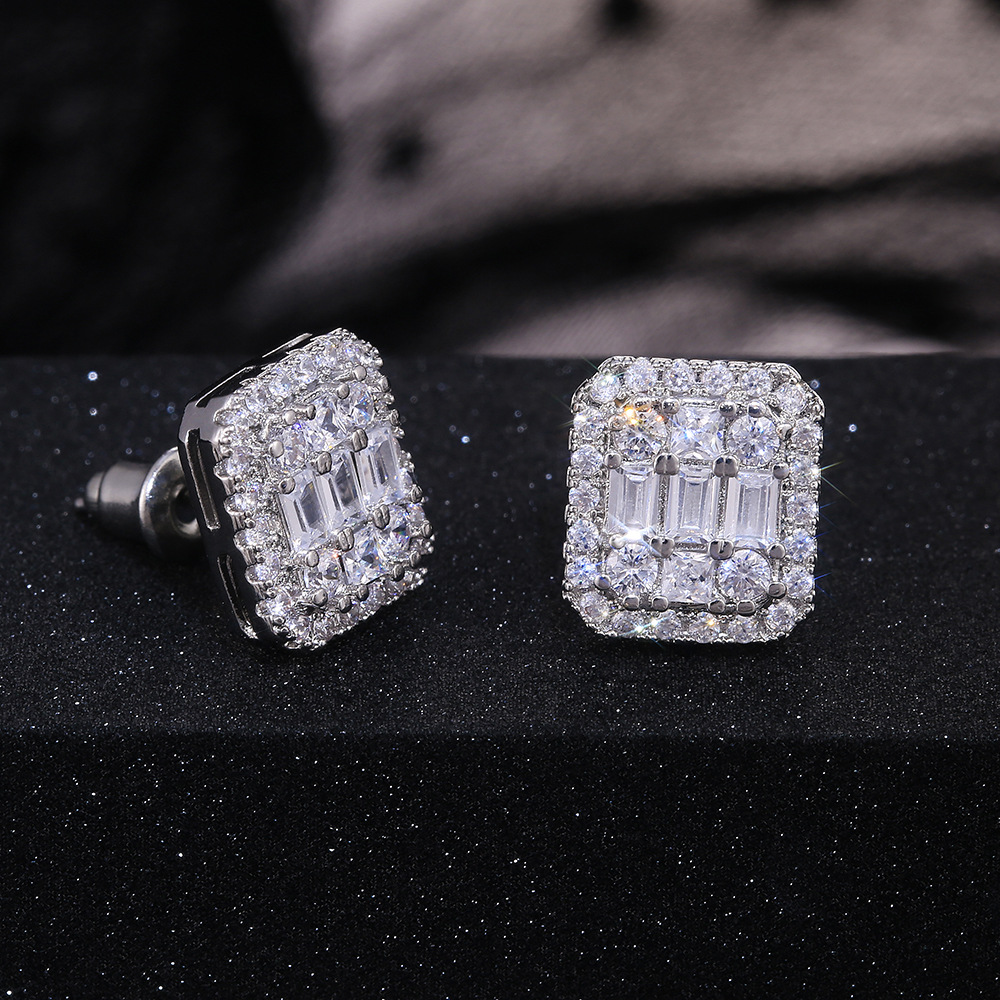 10pc SQUARE ZIRCON CLEAR CRYSTAL WOMENS EARRINGS | GCC028 UK SELLER