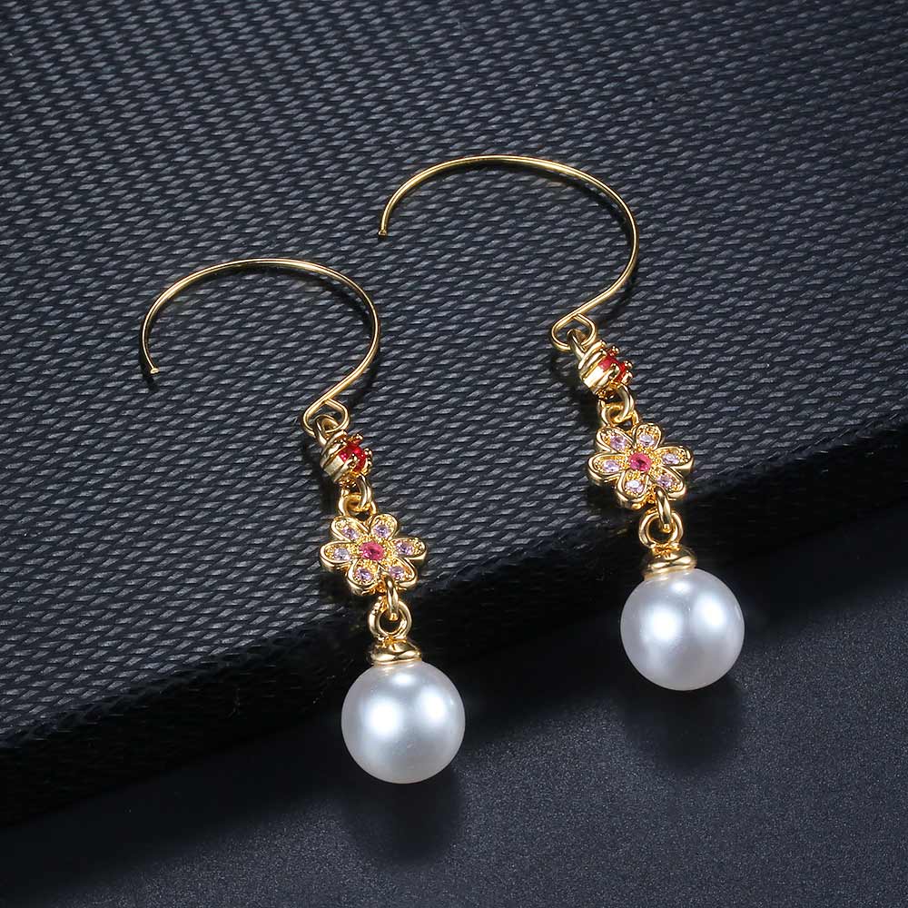 10pc LUXURY FLOWER PEARL WOMENS EARRINGS | GCC030 UK SELLER