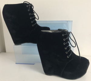 Wholesale Joblot of 20 Truffle Ladies Wedge Heel Boots Black Suede PU 3-8