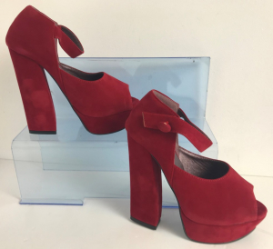 One Off Joblot of 12 Truffle Ladies Red Soft Suede PU Peep Toe Heels Size 3-7