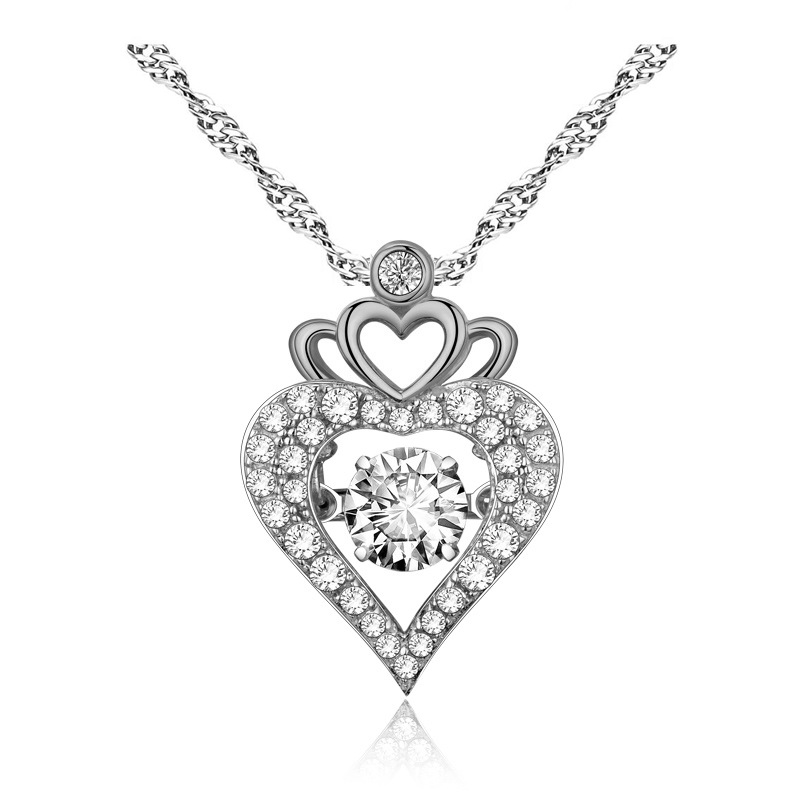 10pc LUXURY CLEAR CRYSTAL PENDANT WOMENS NECKLACE HEART | GCC070 UK SELLER