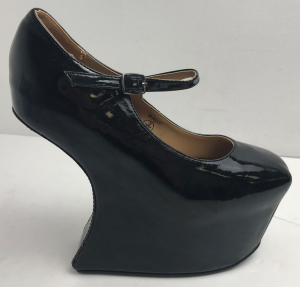 One Off Joblot of 10 Publicite Ladies Black Patent PU Platform Heel WRD1