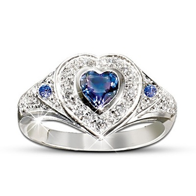 15pc BLUE CRYSTAL HEART SHAPED WOMENS RING 5 SIZES 3 EACH | GCC168 UK SELLER