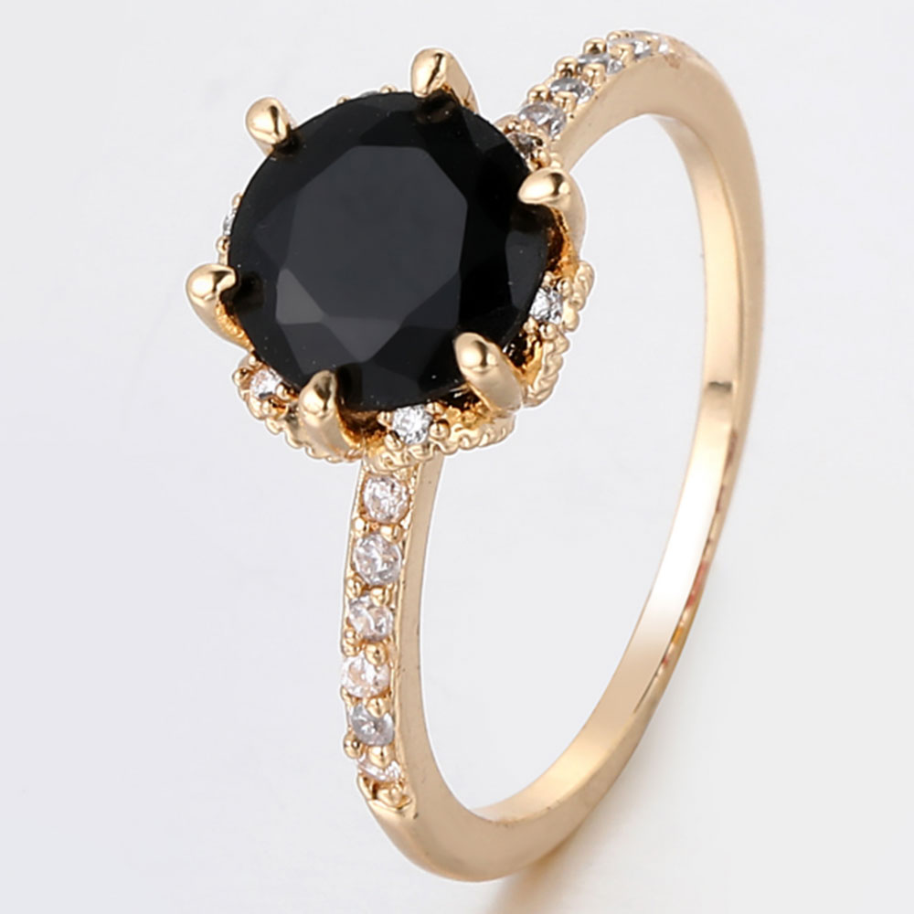 12pc LUXURY WOMENS BLACK CRYSTAL RING 3 SIZES 4 EACH | GCC169 UK SELLER