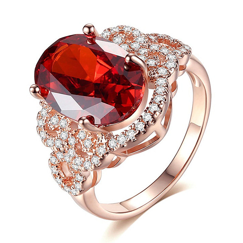 12pc RED OVAL CRYSTAL DESIGN WOMENS RING 4 SIZES 3 EACH | GCC170 UK SELLER