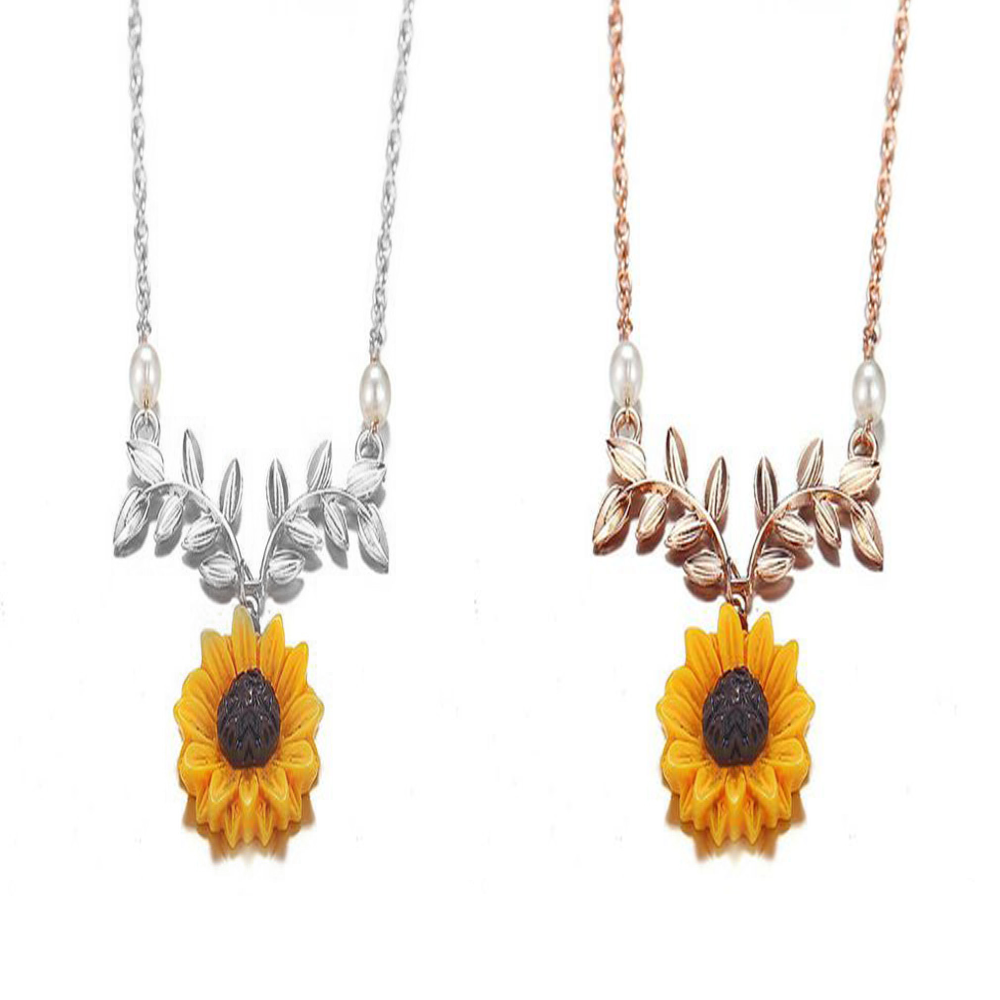 10pc WOMENS SUNFLOWER PENDANT NECKLACE 2 STYLES 5 EACH | GCJ168 UK SELLER