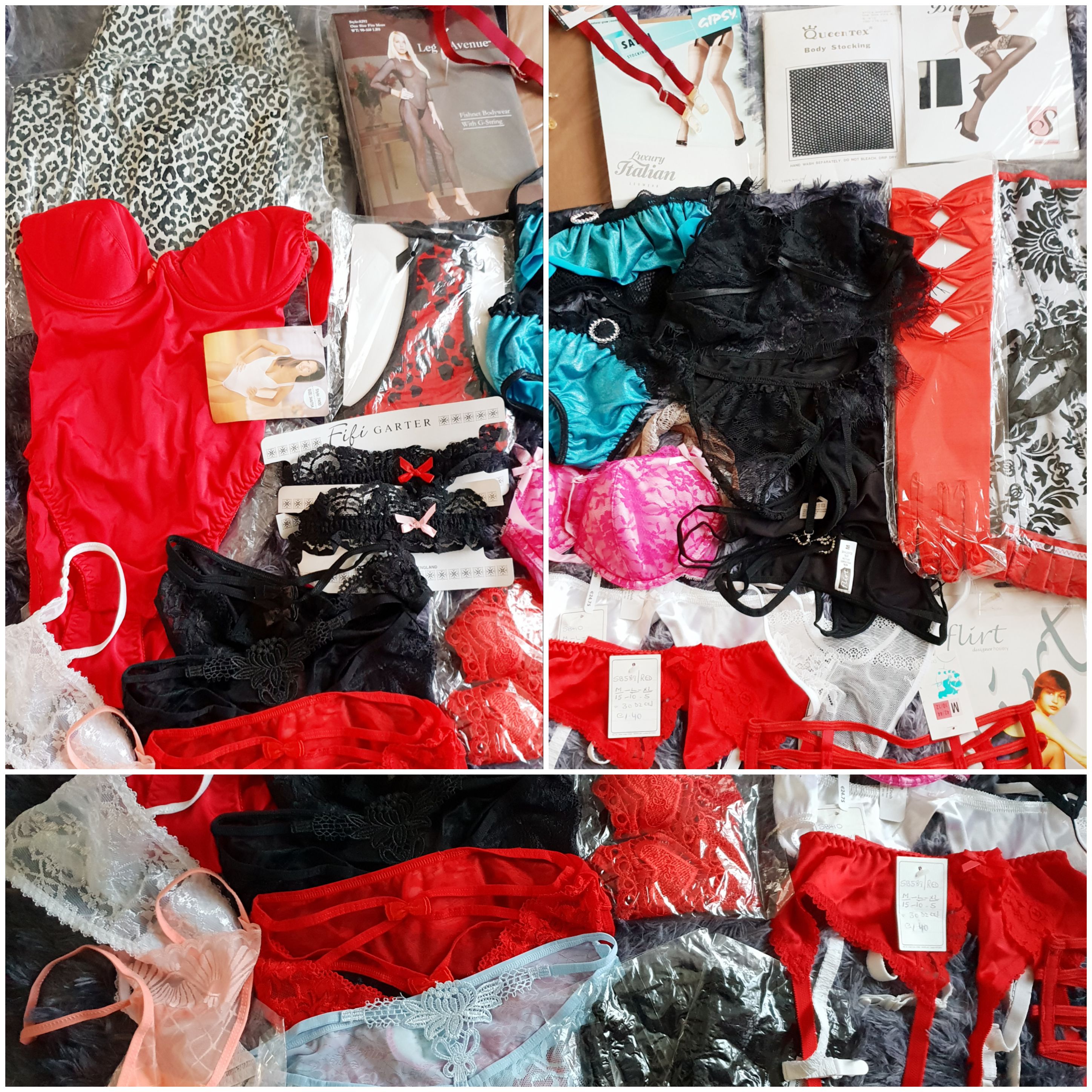 Exotic Lingerie (2) Lot of 40 items / sets lingerie, hosiery & accessories