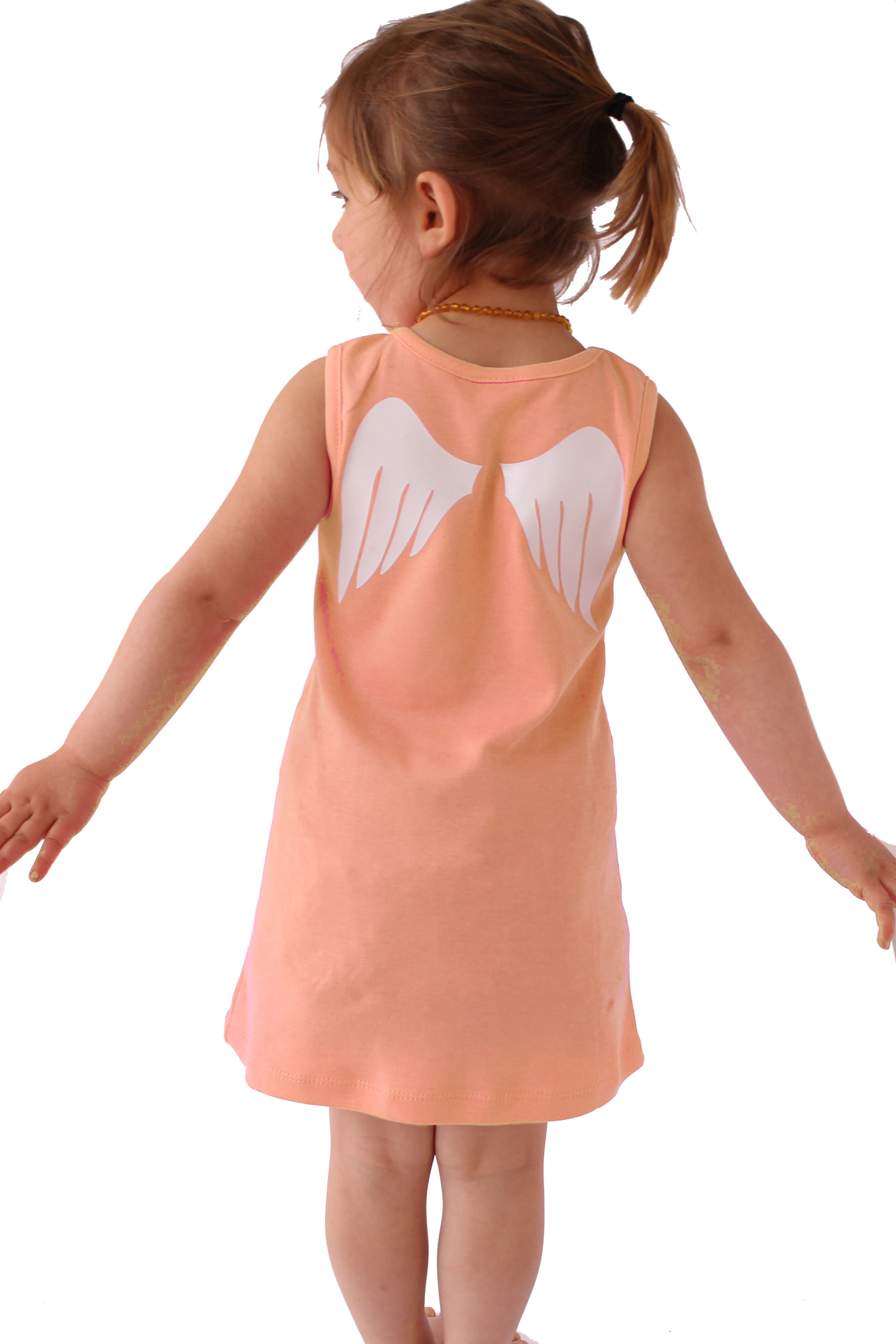 20 Branded Cute Angel Wings Print Baby & Toddler Dresses (PEACH 5 each size)