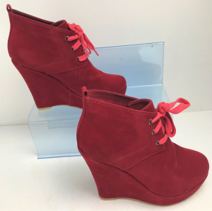 One Off Joblot of 5 KOI Couture Red Suede PU Laced Wedge Heel Sizes 3-6 YF1