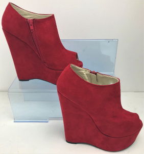 One Off Joblot of 16 KOI Couture Red Suede Wedge Heel Sizes 4-7 H1-15