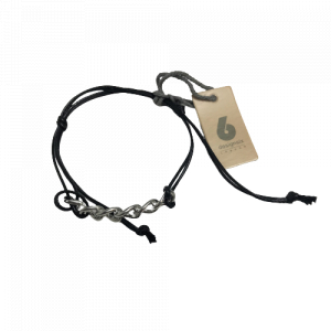 Wholesale Joblot of 35 DesignSix Ladies Black Bracelet With Silver Chain Link