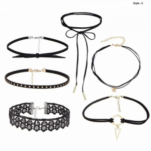 One Off Joblot of 7 Ladies Five Piece Black Choker Necklace Sets