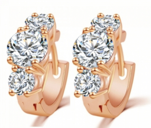 One Off Joblot of 33 Cubic Zirconia Triple Crystal Hoop Earrings In Rose Gold