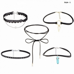 One Off Joblot of 8 Ladies Five Piece Black Choker Necklace Sets