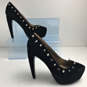 One Off Joblot of 22 Black Soft Suede Spiked Heels Sizes 3-8 MAT1