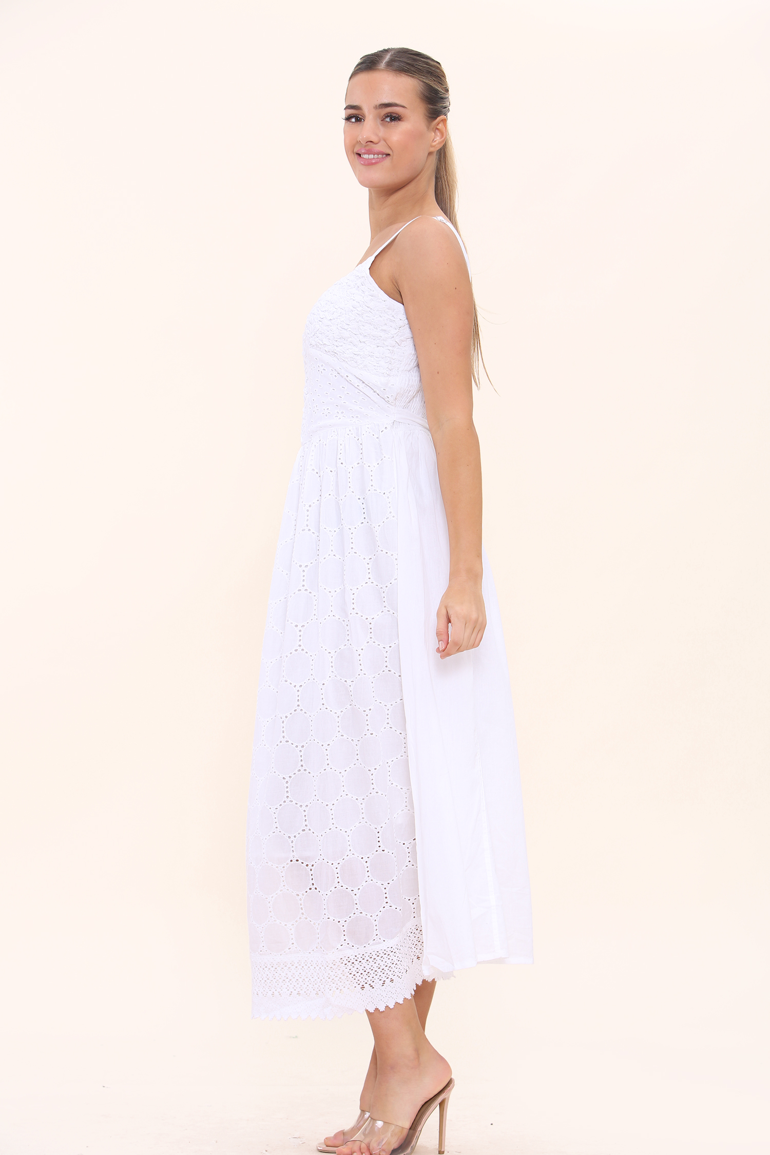 White Cotton Summer Beach Dress 48 pcs # 6103