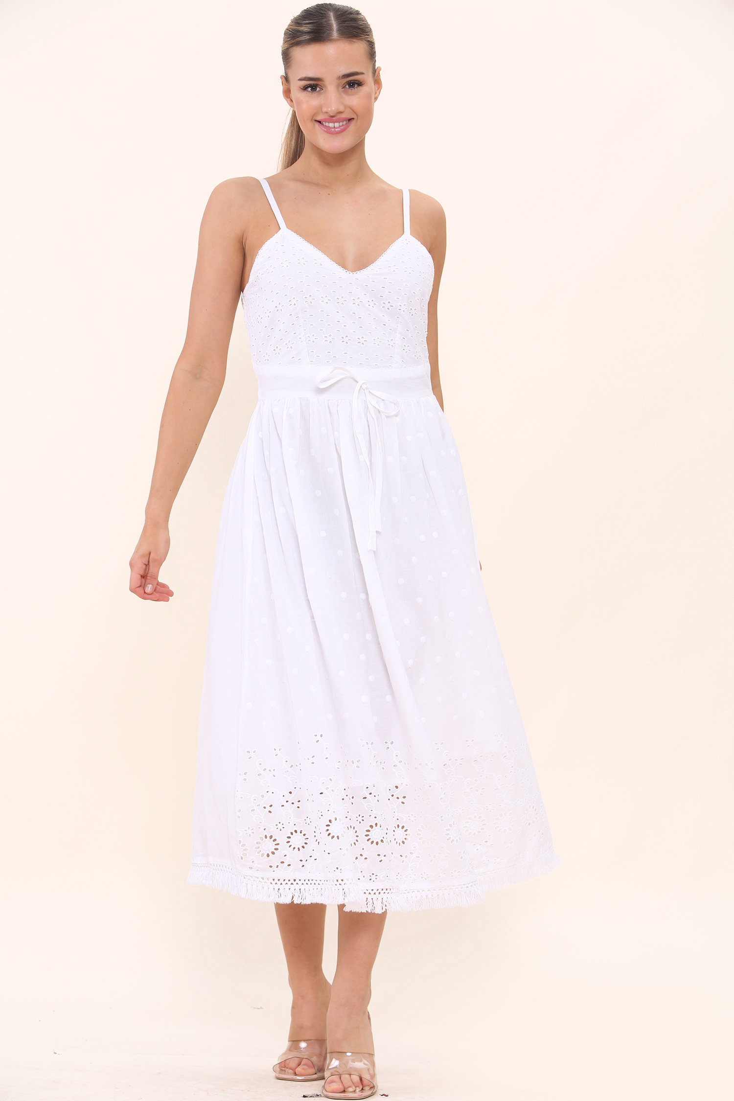 Cotton Summer Long White Beach Dress # 9004