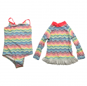 One Off Joblot of 5 Cupid Girl Mixed Multicolour Striped Swimming Costumes