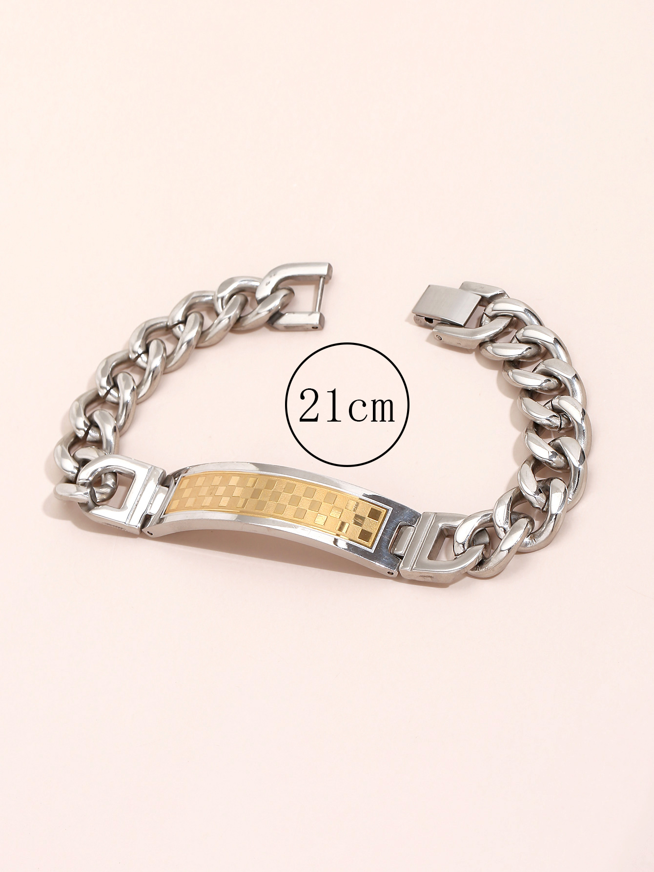 10pc Men Stainless Steel Square Pendant Bracelet 21cm| GCJ211