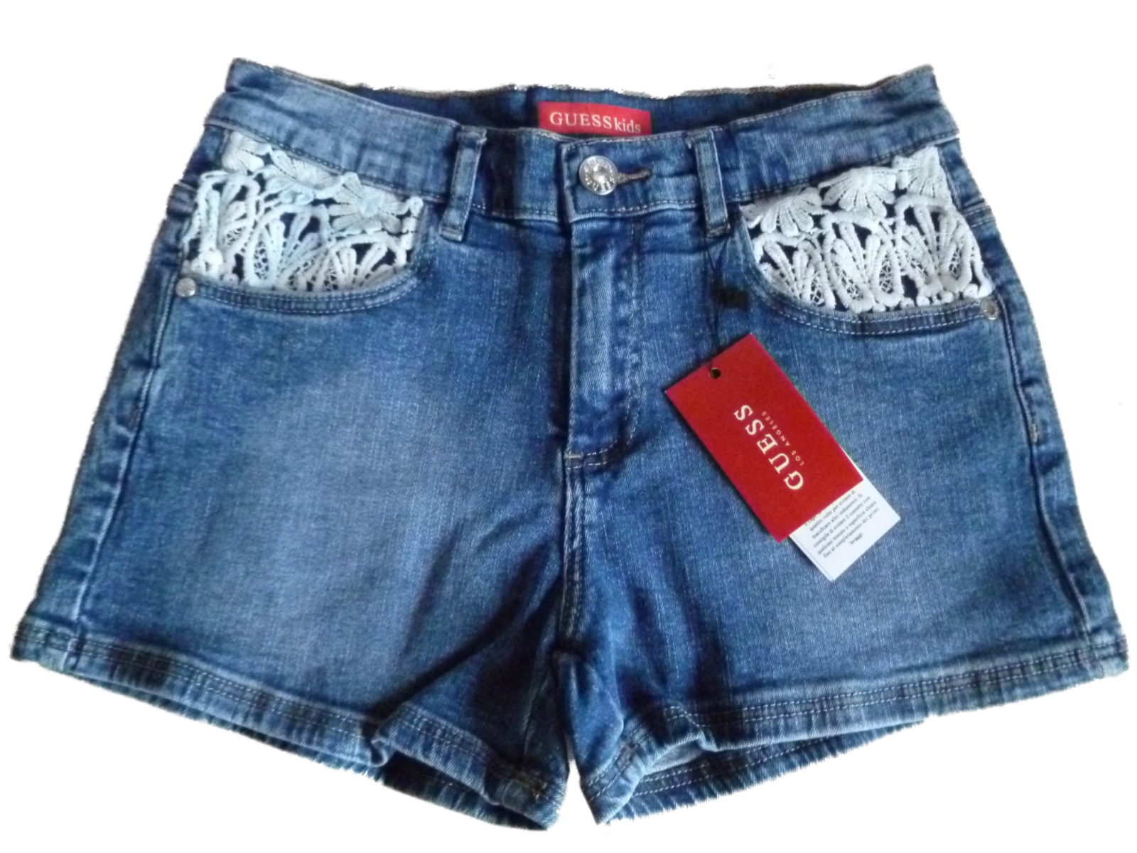 10 Guess Kids 1961 Crochet Shorts Girls Blue Bnwt New 