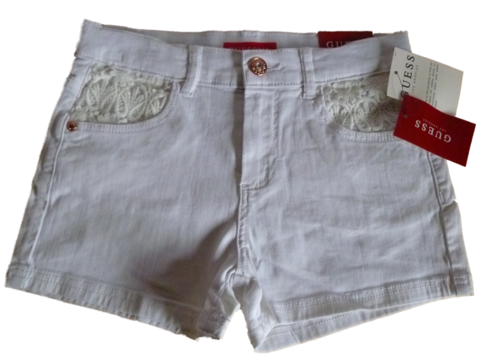 10 Guess Kids Adrina Crochet Shorts Girls True White Bnwt New