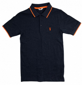 Wholesale Joblot of 20 Mens Ex-Chain Store Navy/Orange Logo Polo Shirts XXS-5XL