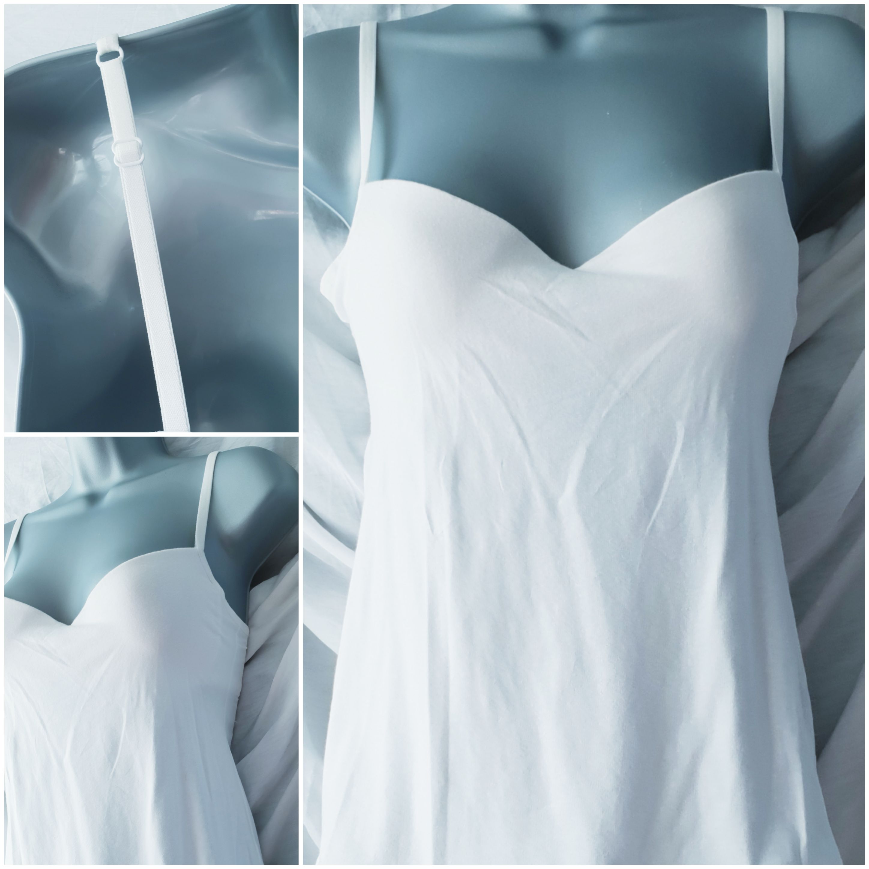 Ex-High Street Store White Cotton Camisole padded bra 32 Pieces