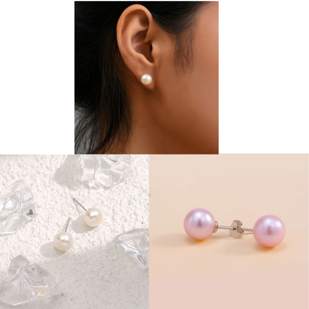 20pc Purple Freshwater Pearl Stud Earrings I GCJ232-Purple