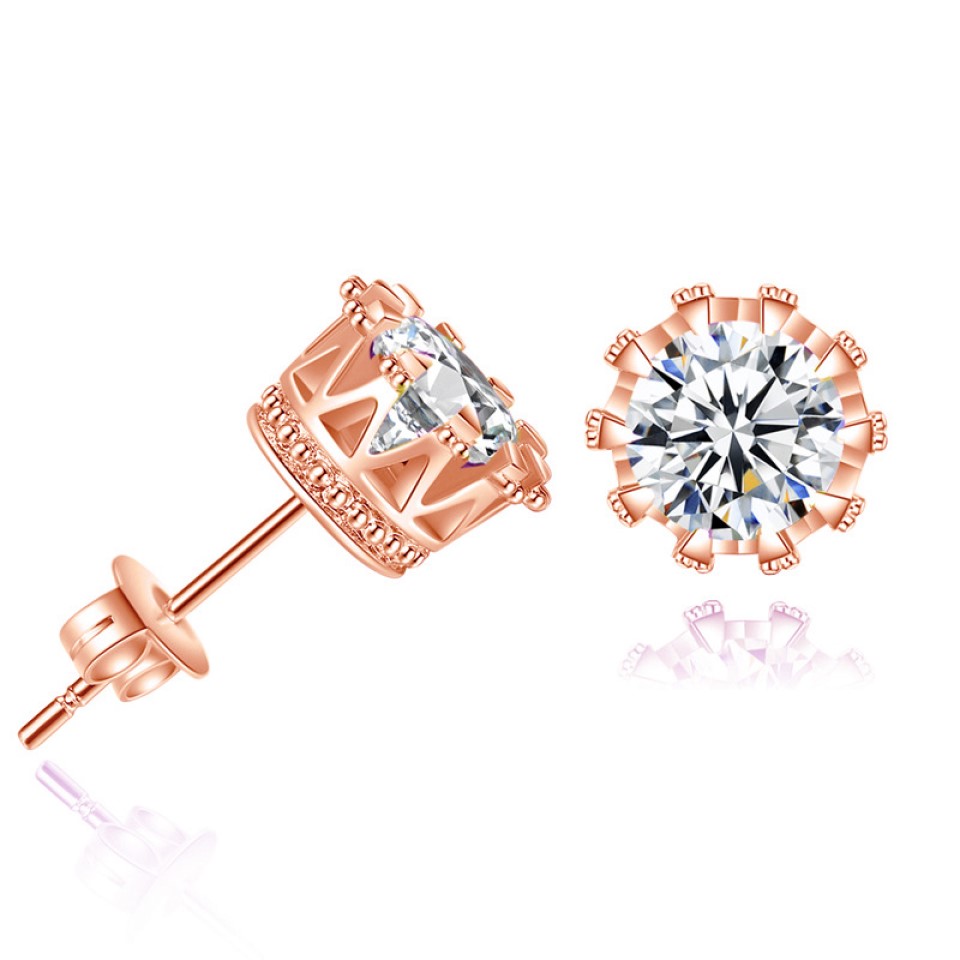 20pc Rosegold Crown Design Crystal Stud Earrings I GCJ233