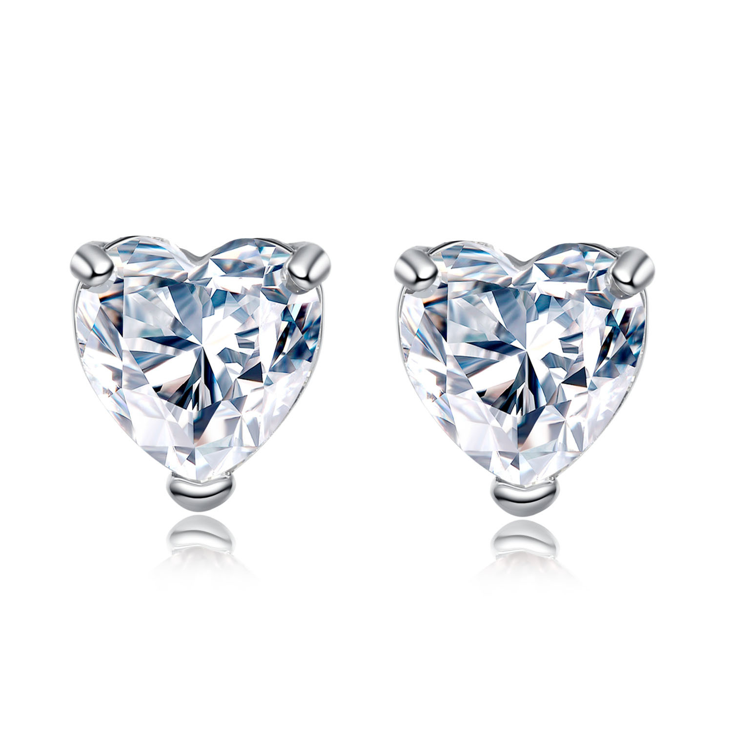 20pc Silver Heart-shaped Crystal Stud Earrings I GCJ234