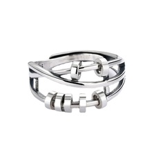 10pc Triple Band Fidget Meditation Adjustable Ring with 7 Moving Rings I GCJ276 -Silver