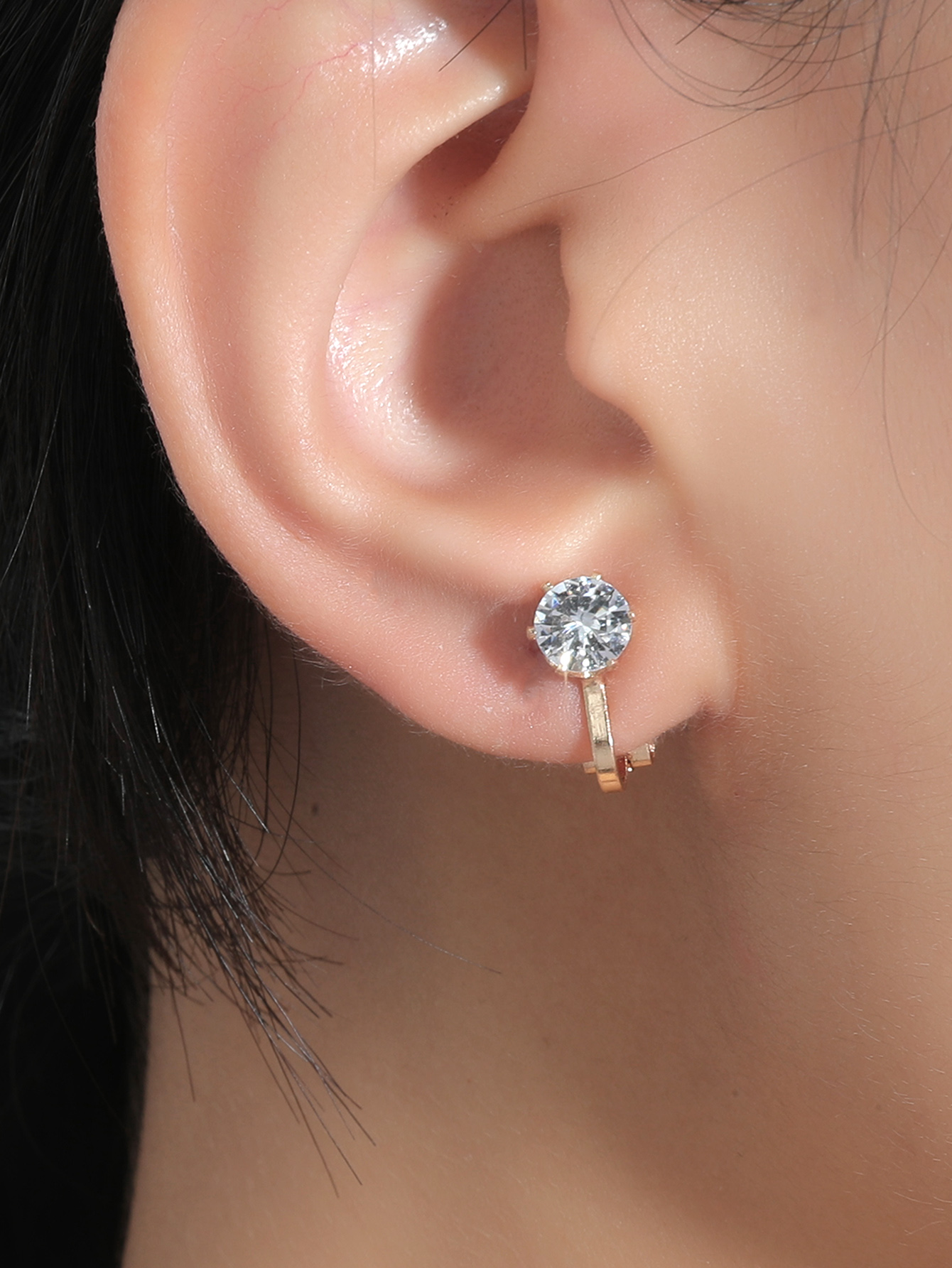 20pc Golden Tone Crystal Round Clip On Non Pierced Earrings I GCJ501 -Gold