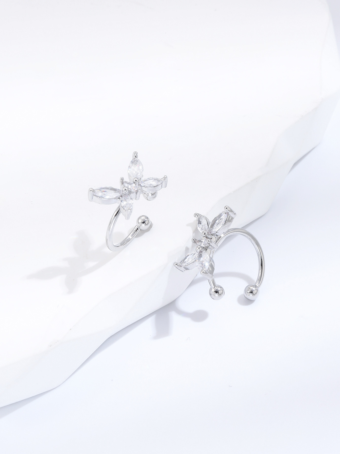 10pc Butterfly Non Pierced Ear Cuff Earrings in Silver Tone with Zirconia I GCJ506